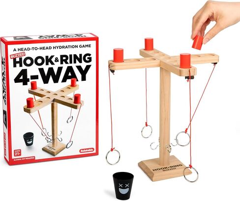 Buzzed 4-Way Hook & Ring Drinking Game For Adults, Fun Adult Party Games or Social Drinking Games, Includes 1 Unit, 4 Pawns, 1 Cup, Perfect Stocking Stuffer For Adults or White Elephant Gifts in Saudi Arabia