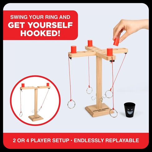 Buzzed 4-Way Hook & Ring Drinking Game For Adults, Fun Adult Party Games or Social Drinking Games, Includes 1 Unit, 4 Pawns, 1 Cup, Perfect Stocking Stuffer For Adults or White Elephant Gifts in Saudi Arabia