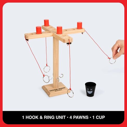 Buzzed 4-Way Hook & Ring Drinking Game For Adults, Fun Adult Party Games or Social Drinking Games, Includes 1 Unit, 4 Pawns, 1 Cup, Perfect Stocking Stuffer For Adults or White Elephant Gifts in Saudi Arabia
