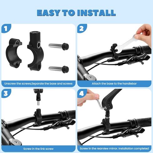 مرآة الدراجة زوج واحد من مرايا الدراجات عالية الدقة للمقود، مرايا رؤية خلفية قابلة للتعديل 360 درجة لدراجة Ebike E Bike Dirt Bike Moped Bike MTB Mountain Bike Road Bike دراجة نارية وسكوتر كهربائي in Kuwait