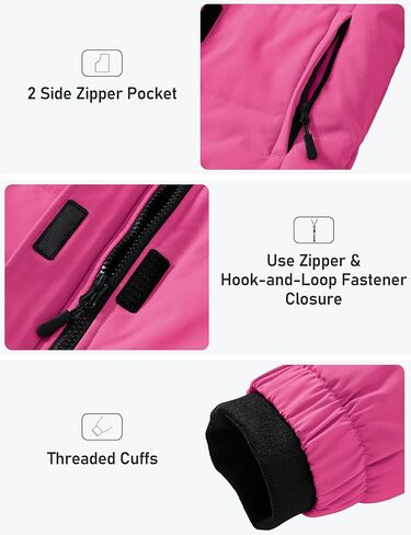 Girls Winter Coats with Removable Hood Waterproof Windproof Warm Fleece Zip Up Outerwear Jackets with Zip Pockets in Saudi Arabia