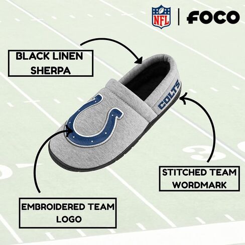 FOCO NFL Men's Officially Licensed Embroidered Primary Logo Gray Team Color Football Sherpa Moccasins Slippers in Saudi Arabia