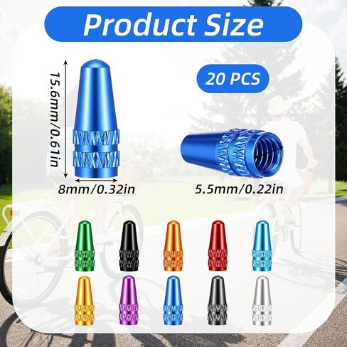 20 Pieces Presta Valve Caps, 10 Colors Bike Valve Cap, Presta Valve Stem Cap Dust Covers Aluminum Bike Tire Caps French Bicycle Air Tire Caps in Saudi Arabia