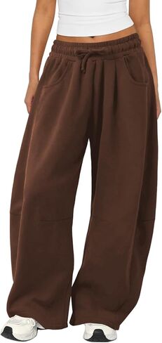 Womens Barrel Sweatpants Wide Leg Sweat Pants for Women Elastic Waisted Drawstring Pants Casual Athletic Fall Clothes in Kuwait