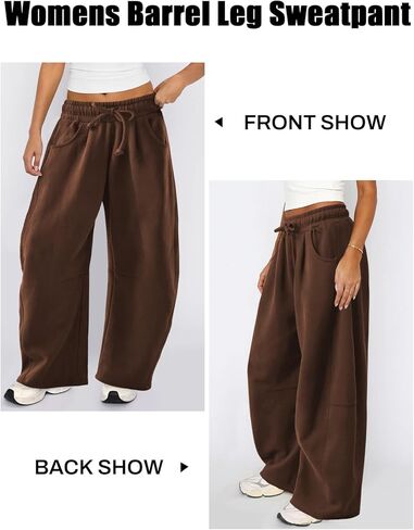 Womens Barrel Sweatpants Wide Leg Sweat Pants for Women Elastic Waisted Drawstring Pants Casual Athletic Fall Clothes in Kuwait