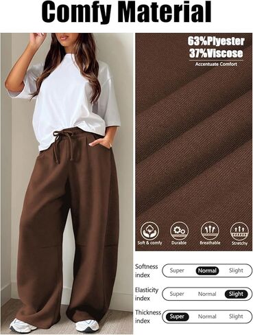 Womens Barrel Sweatpants Wide Leg Sweat Pants for Women Elastic Waisted Drawstring Pants Casual Athletic Fall Clothes in Kuwait