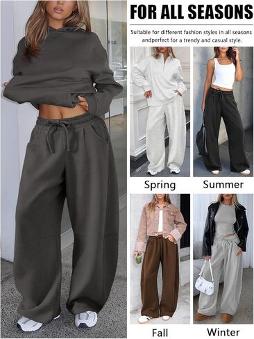 Womens Barrel Sweatpants Wide Leg Sweat Pants for Women Elastic Waisted Drawstring Pants Casual Athletic Fall Clothes in Kuwait