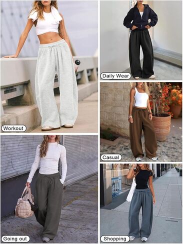 Womens Barrel Sweatpants Wide Leg Sweat Pants for Women Elastic Waisted Drawstring Pants Casual Athletic Fall Clothes in Kuwait