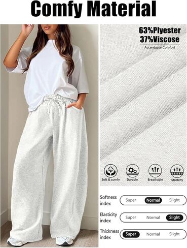 Womens Barrel Sweatpants Wide Leg Sweat Pants for Women Elastic Waisted Drawstring Pants Casual Athletic Fall Clothes in Kuwait