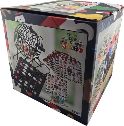 Deluxe Christmas Bingo Set - 8 Inch Metal Cage with Random Ball Selector, 50 Holiday Bingo Cards. Perfect for Family Game Nights, Christmas Parties, Large Groups & Senior Activities. in Saudi Arabia