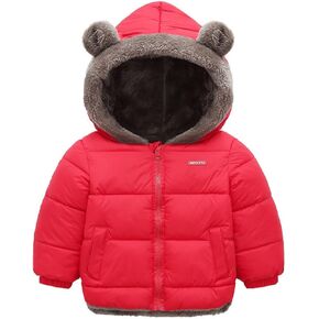 Coat For Kids Warm Winter Parka Down Jackets Puffy Zip Up Casual Coat Sherpa Lined With Fur Hood Quilted Outfit Pocket in Kuwait