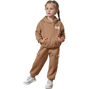 Girl's Tracksuit Pullover Athletic Hoodie Sweatshirts and Jogger Sweatpant Set Sportswear Clothing Set for 4-7Y in Kuwait