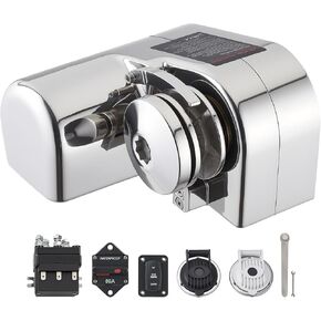 VEVOR Fishing Windlass, 12V DC 600W, Windlass Anchor Systems Fit for 1/4-Inch Chain or 9/16 & 5/8 Inch Nylon Rope, Max Pull 573 lbs, 316 Stainless Steel Construction, for Boats 23-29.5 ft in Kuwait