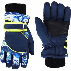 Boys Winter Snow Gloves Kids Windproof Cold Weather Ski Gloves with Thick Plush for 5-8Years in Kuwait