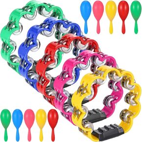 15 Pcs Petal Tambourine Set-with Sand Hammers Jingle All the Way!Double Row Metal Jingles Hand Held Percussion Drum for Bar Party KTV School Family Christian Dance Christmas Charity Project in Saudi Arabia