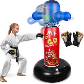 كيس ملاكمة للأطفال، أكياس ملاكمة شديدة التحمل من Hyperzoo تدور 360 درجة وقابلة للنفخ للأطفال، حقيبة ملاكمة ثقيلة قائمة بذاتها، هدية عيد ميلاد للأولاد والبنات 3+ مع قفازات، 63 بوصة in Kuwait