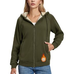 MAGCOMSEN Women's Zip Up Hoodies Sherpa Fleece Lined Sweatshirts Hooded Winter Coat Thick Warm Jackets Casual Cold Weather in Saudi Arabia