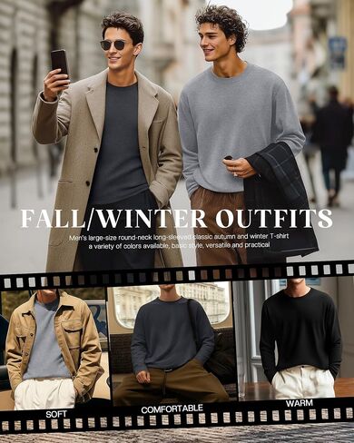 3 Pcs Mens Big and Tall Thermal Shirts Long Sleeve Crew Neck Base Layer Casual Fleece Plus Size Warm Sweatshirts in Saudi Arabia
