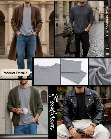 3 Pcs Mens Big and Tall Thermal Shirts Long Sleeve Crew Neck Base Layer Casual Fleece Plus Size Warm Sweatshirts in Saudi Arabia