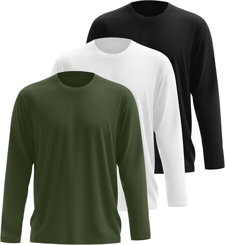 3 Pcs Mens Big and Tall Thermal Shirts Long Sleeve Crew Neck Base Layer Casual Fleece Plus Size Warm Sweatshirts in Saudi Arabia