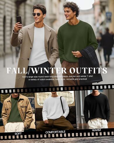 3 Pcs Mens Big and Tall Thermal Shirts Long Sleeve Crew Neck Base Layer Casual Fleece Plus Size Warm Sweatshirts in Saudi Arabia