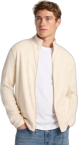 Michael Kors mens Ribbed Knit Mock Neck Full Zip in Saudi Arabia