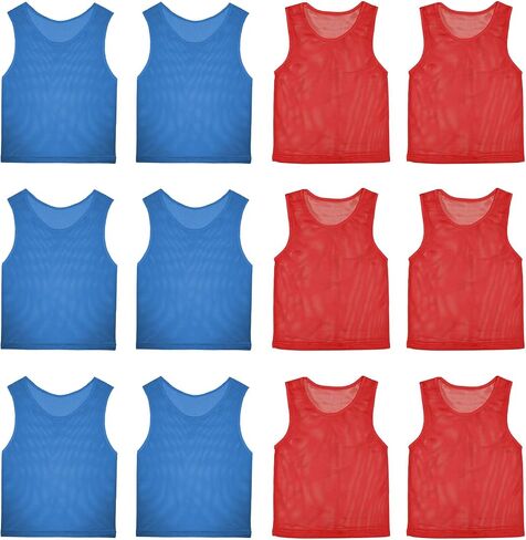 12 Pack Pinnies Team Practice Vests for Child Youth Teen Adult, Mesh Scrimmage Jersey for Soccer Football Basketball in Saudi Arabia