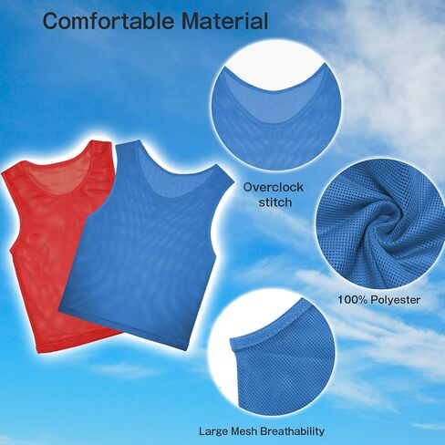 12 Pack Pinnies Team Practice Vests for Child Youth Teen Adult, Mesh Scrimmage Jersey for Soccer Football Basketball in Saudi Arabia