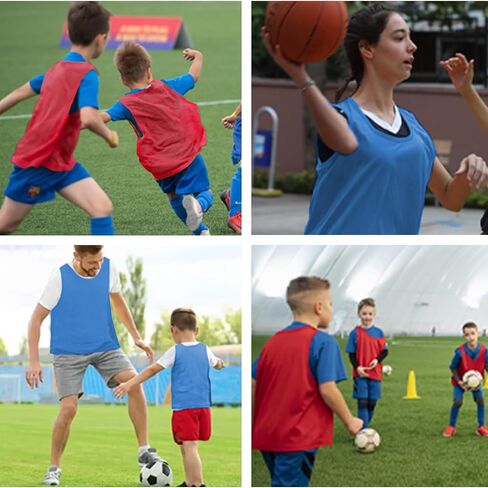 12 Pack Pinnies Team Practice Vests for Child Youth Teen Adult, Mesh Scrimmage Jersey for Soccer Football Basketball in Saudi Arabia