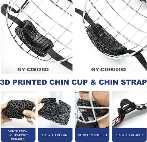 GY Hockey 3D Printed Chin Cup & Chinstrap Set 2 Styles Sport Helmet Chin Pad Guard Replacements Hockey Helmet Accessories Lightweight Breathable in Saudi Arabia