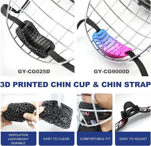 GY Hockey 3D مطبوعة الذقن كوب وChinstrap مجموعة 2 أنماط الرياضة خوذة الذقن وسادة الحرس استبدال الهوكي خوذة الملحقات خفيفة الوزن تنفس in Saudi Arabia