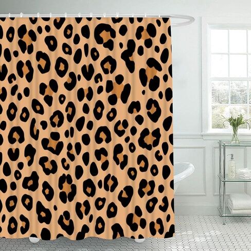 Leopard Print Shower Curtain, Waterproof Polyester Fabric, Animal Pattern, with 12 Hooks (72" W x 72" L) in Saudi Arabia