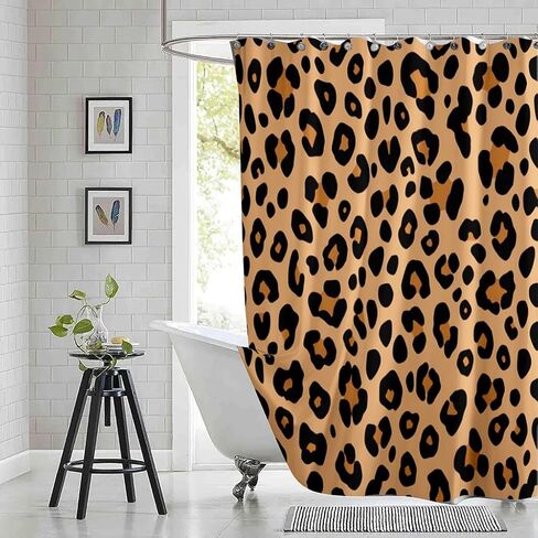 Leopard Print Shower Curtain, Waterproof Polyester Fabric, Animal Pattern, with 12 Hooks (72" W x 72" L) in Saudi Arabia