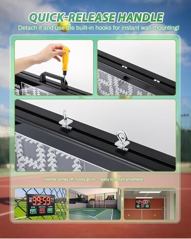 لوحة نتائج إلكترونية كبيرة مطورة لعام 2025 مع وحدة تحكم LCD لاسلكية RF - شاشة LED كبيرة مقاس 22.4 × 14.6، ورؤية تبلغ 100 قدم، وخيارات طاقة مزدوجة، وتحكم مرن في التوقيت للألعاب الرياضية الداخلية والخارجية in Kuwait