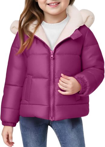 معطف شتوي للأولاد سترات منتفخة حرارية للأسفل معاطف ثقيلة الوزن من الصوف مع غطاء محرك السيارة ملابس مبطنة بجيوب in Kuwait