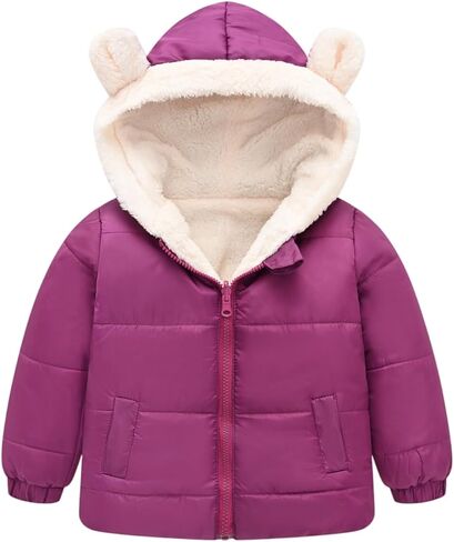 معطف شتوي للأولاد سترات منتفخة حرارية للأسفل معاطف ثقيلة الوزن من الصوف مع غطاء محرك السيارة ملابس مبطنة بجيوب in Kuwait