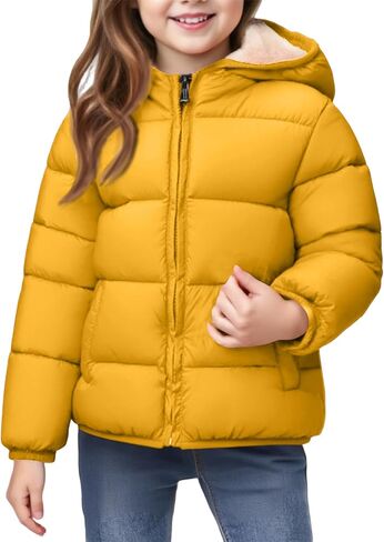 Boys Winter Coat Loose Parka Puffer Down Jackets Cute Zip Up Fall Coat Fleece With Hood Quilted Clothes With Pockets in Saudi Arabia