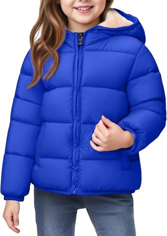 Boys Winter Coat Loose Parka Puffer Down Jackets Cute Zip Up Fall Coat Fleece With Hood Quilted Clothes With Pockets in Saudi Arabia