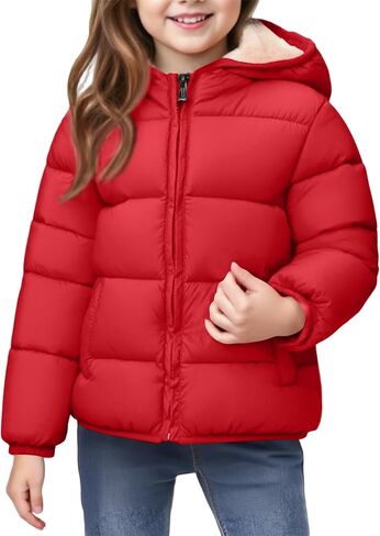 Boys Winter Coat Loose Parka Puffer Down Jackets Cute Zip Up Fall Coat Fleece With Hood Quilted Clothes With Pockets in Saudi Arabia