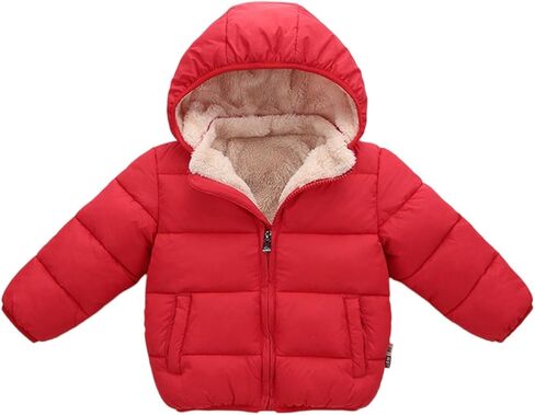 Boys Winter Coat Loose Parka Puffer Down Jackets Cute Zip Up Fall Coat Fleece With Hood Quilted Clothes With Pockets in Saudi Arabia