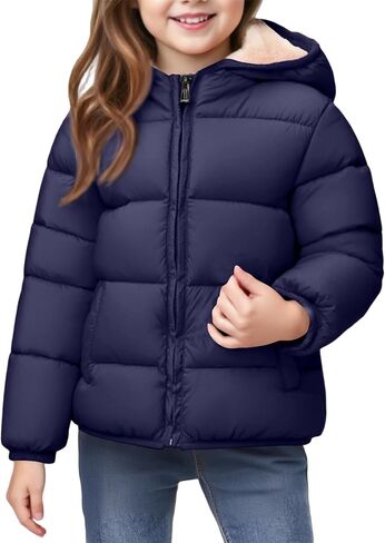 Boys Winter Coat Loose Parka Puffer Down Jackets Cute Zip Up Fall Coat Fleece With Hood Quilted Clothes With Pockets in Saudi Arabia