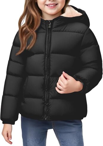 Boys Winter Coat Loose Parka Puffer Down Jackets Cute Zip Up Fall Coat Fleece With Hood Quilted Clothes With Pockets in Saudi Arabia