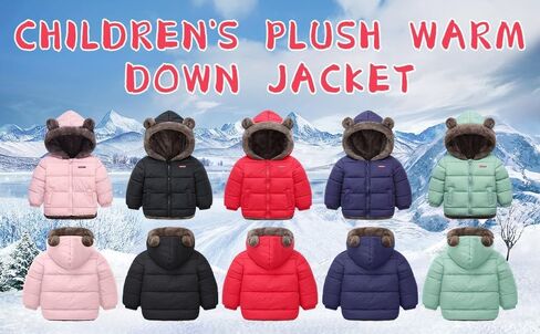 Coat For Kids Warm Winter Parka Down Jackets Puffy Zip Up Casual Coat Sherpa Lined With Fur Hood Quilted Outfit Pocket in Kuwait