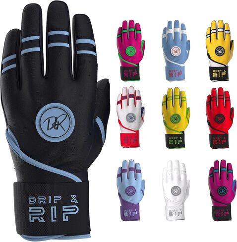 Drip & Rip Baller Series - Youth Batting Gloves + Adult Batting Gloves - for Softball and Baseball - Long Cuff Leather Style for Adult and Youth in Saudi Arabia