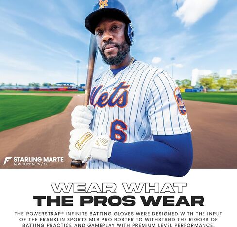 Franklin Sports MLB Batting Gloves - Infinite Powerstrap Baseball + Softball Long Cuff Batting Gloves - Adult + Youth in Saudi Arabia
