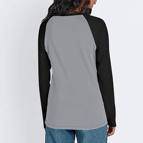 Womens Baseball Style Long Sleeve Raglan Jersey Shirt Fall Casual Crewneck Pocket Color Block Tunic Tops for Leggings in Saudi Arabia