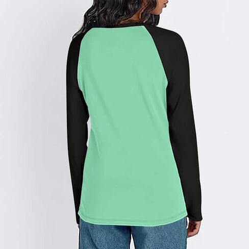 Womens Baseball Style Long Sleeve Raglan Jersey Shirt Fall Casual Crewneck Pocket Color Block Tunic Tops for Leggings in Saudi Arabia