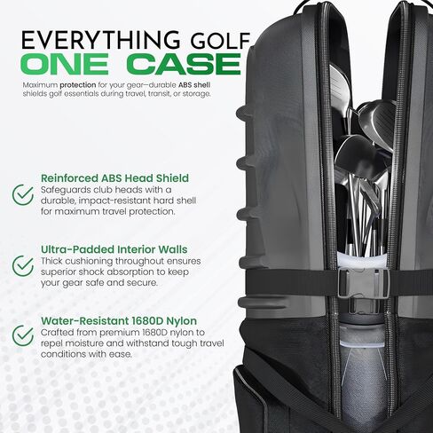 Golf Travel Bags for Airlines with Wheels & Hard Shell Top, Lightweight 1680D Club Travel Case, Foldable Golf Bag for Men with Handles, Side Pockets & Durable Protection in Saudi Arabia