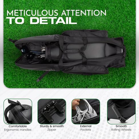 Golf Travel Bags for Airlines with Wheels & Hard Shell Top, Lightweight 1680D Club Travel Case, Foldable Golf Bag for Men with Handles, Side Pockets & Durable Protection in Saudi Arabia