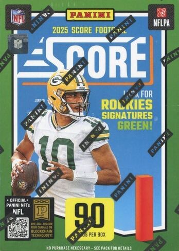 2025 Panini SCORE Football EXCLUSIVE ضخم من 90 بطاقة صندوق ناسف مختوم من المصنع بما في ذلك (24) الناشئين، (5) المتوازيات، (18) إدراجات و#'d موازية! ابحث عن ترافيس هانتر وجاكسون دارت وكام وارد والمزيد! in Saudi Arabia